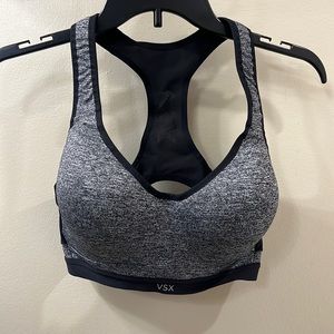 Victoria’s Secret Sport VSX Gray and Black Sports Bra with Cups & Clasp